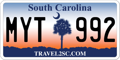 SC license plate MYT992