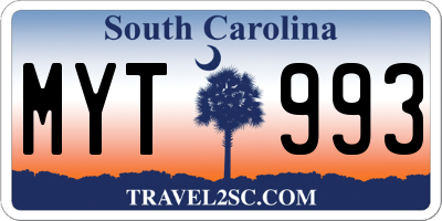 SC license plate MYT993