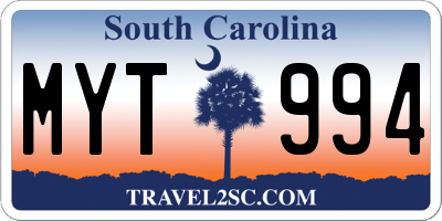 SC license plate MYT994