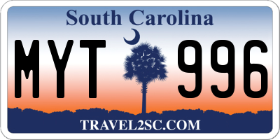 SC license plate MYT996