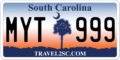 SC license plate MYT999