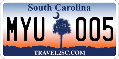 SC license plate MYU005