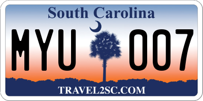 SC license plate MYU007