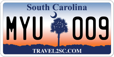 SC license plate MYU009