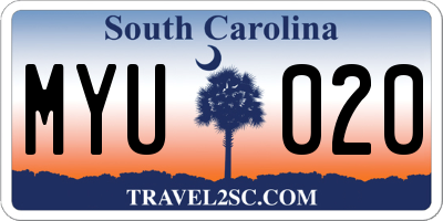 SC license plate MYU020