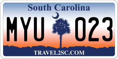 SC license plate MYU023