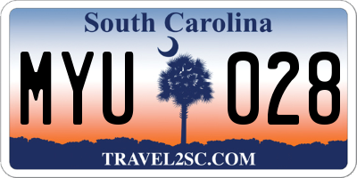 SC license plate MYU028