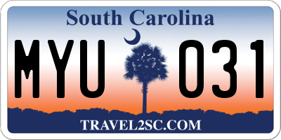 SC license plate MYU031