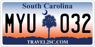 SC license plate MYU032
