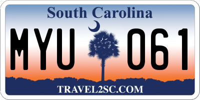 SC license plate MYU061
