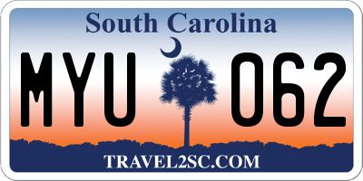 SC license plate MYU062
