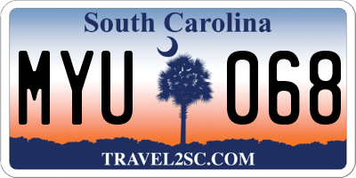 SC license plate MYU068