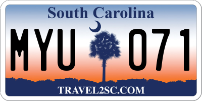 SC license plate MYU071