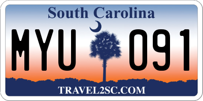 SC license plate MYU091