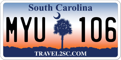 SC license plate MYU106