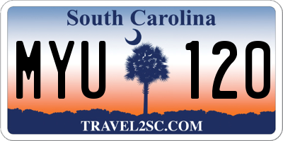 SC license plate MYU120