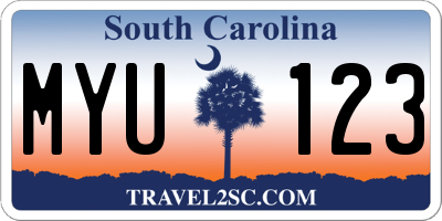 SC license plate MYU123