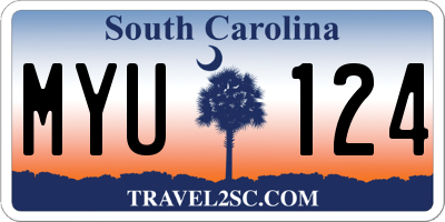 SC license plate MYU124