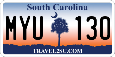 SC license plate MYU130