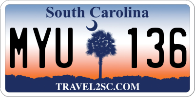 SC license plate MYU136