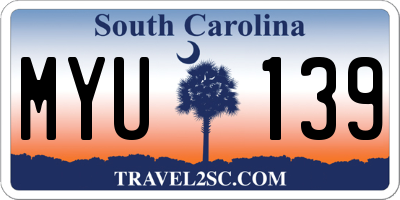 SC license plate MYU139