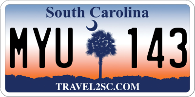 SC license plate MYU143