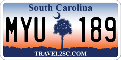 SC license plate MYU189