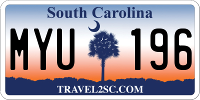 SC license plate MYU196