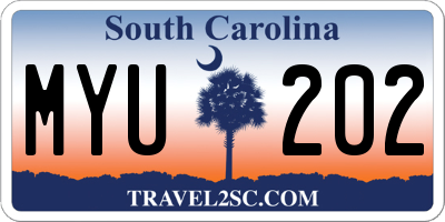 SC license plate MYU202