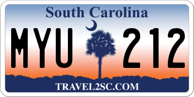 SC license plate MYU212
