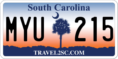 SC license plate MYU215