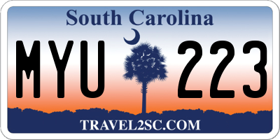 SC license plate MYU223