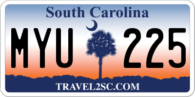 SC license plate MYU225