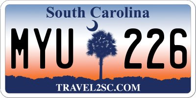 SC license plate MYU226