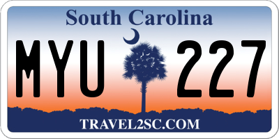 SC license plate MYU227