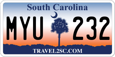 SC license plate MYU232