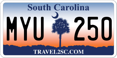 SC license plate MYU250
