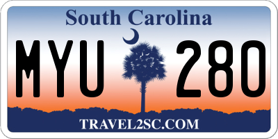 SC license plate MYU280