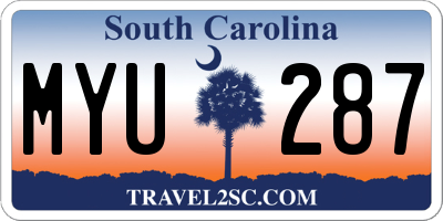 SC license plate MYU287