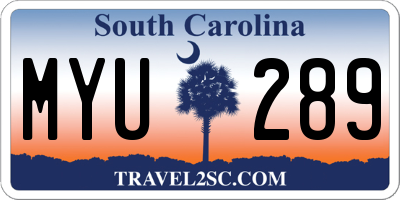 SC license plate MYU289