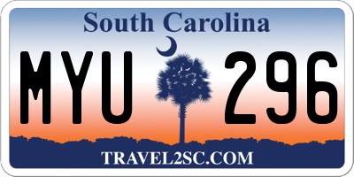 SC license plate MYU296