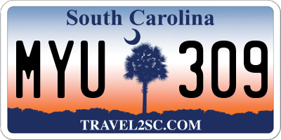 SC license plate MYU309