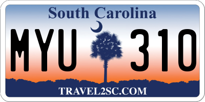 SC license plate MYU310