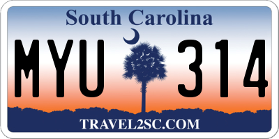 SC license plate MYU314