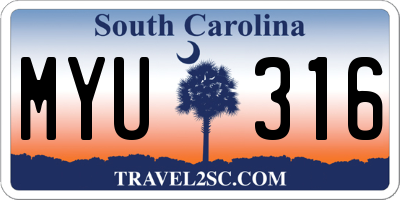 SC license plate MYU316