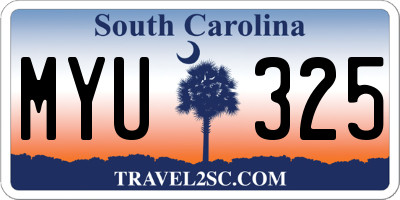 SC license plate MYU325