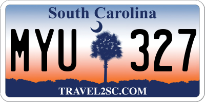 SC license plate MYU327