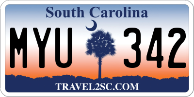 SC license plate MYU342