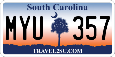SC license plate MYU357