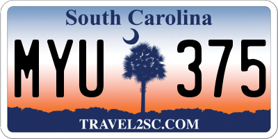 SC license plate MYU375